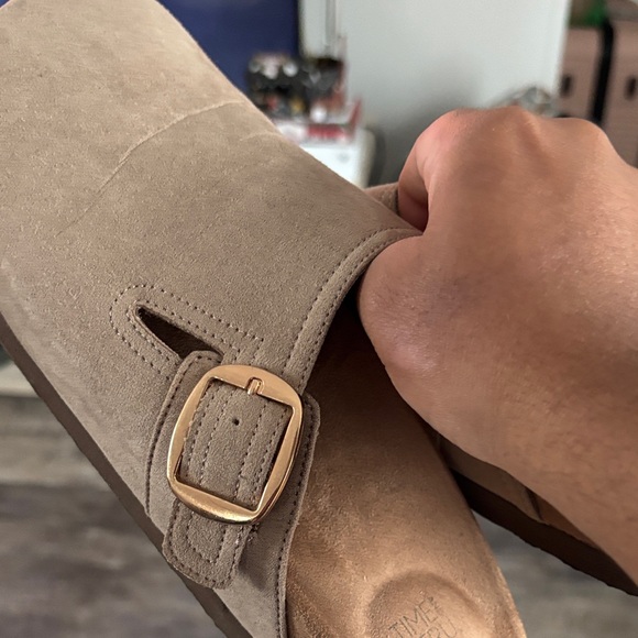 Time and Tru Beige Suede Clogs with Buckle - Picture 3 of 3